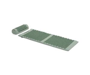 TREXO Grand tapis d'acupression avec coussin vert 110 x 44 x 2 cm avec coussin 38 x 15 cm avec housse en coton et éponge 18D - Pics en PVC résistants à l'abrasion - Soulage les tensions musculaires