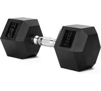 TREXO Haltère hexagonal en fonte caoutchoutée durable pour la musculation à la maison avec poignée ergonomique stable et polyvalent 17,5 kg
