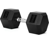 TREXO Haltère hexagonal en fonte caoutchoutée durable pour la musculation à la maison avec poignée ergonomique stable et polyvalent 22,5 kg