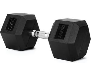 TREXO Haltère hexagonal en fonte caoutchoutée durable pour la musculation à la maison avec poignée ergonomique stable et polyvalent 22,5 kg