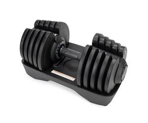 TREXO Haltère réglable, 40 kg, avec bouton rotatif, en fer, pour les exercices de fitness, réglable, avec poignée ergonomique antidérapante, noir