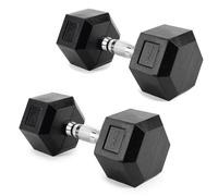 TREXO Lot de 2 haltères hexagonaux de 10 kg - En fonte caoutchoutée durable - Pour la musculation à la maison - Avec poignée ergonomique - Pour homme et femme