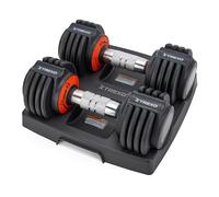 TREXO Lot de 2 haltères réglables de 5,75 kg en acier avec poignée antidérapante - Idéal pour la musculation à la maison et à la salle de sport - Haltères courts avec base stable