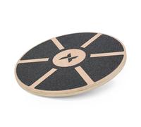 TREXO Planche d'équilibre en noir marron - 8 cm de haut et 38 cm de diamètre - Charge maximale : 120 kg - Surface antidérapante en bois et ABS