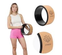 TREXO Roue de yoga en liège naturel avec un diamètre de 26 cm et une largeur de 13 cm, marron, parfait pour s'étirer, confortable grâce au rembourrage en mousse, roue de