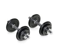 TREXO Set composé d'haltères en acier avec filetage et disques d'un poids total de 20 kg dans un coffret avec 8 disques en fonte caoutchoutés pour la musculation à la maison DK20