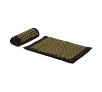 TREXO Tapis d'acupression avec coussin - 38 x 15 x 10 cm - Noir - Dimensions du tapis : 68 x 44 x 2 cm - En coton et éponge 18D - Pointes HIPS - Réduit les tensions - Soutient le sommeil