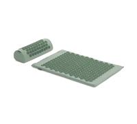 TREXO Tapis d'acupression avec coussin - 38 x 15 x 10 cm - Vert - Dimensions du tapis : 68 x 44 x 2 cm - En coton et éponge 18D - Pointes HIPS - Réduit les tensions - Soutient le sommeil