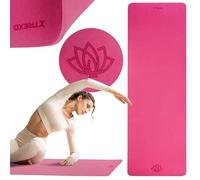 TREXO Tapis de fitness rose - 183 x 61 cm - 10 mm d'épaisseur - En TPE écologique - Avec surface antidérapante - Léger - Pour la musculation, le yoga, le pilates et les étirements