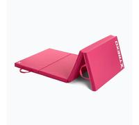 TREXO - Tapis de Gymnastique Pliable 195 x 80 x 5 cm 4-Panneaux - Tapis d’Entraînement Portable avec Poignée, Mousse EPE & Revêtement Similicuir - Rose