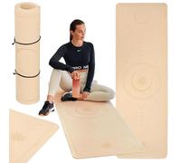 TREXO Tapis de yoga marron clair, 183 x 61 cm et 6 mm d'épaisseur, en TPE écologique avec surface antidérapante, forte adhérence sur le sol, résistant aux dommages, léger