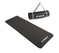 TREXO Tapis d'Exercice en NBR Couleur Noir 183 x 61 cm Matériau Exceptionnellement Durable et Flexible 15 mm d'Épaisseur avec Structure Antidérapante dans l'Ensemble avec Sangle pour Porter