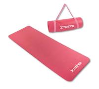TREXO Tapis d'Exercice en NBR Couleur Rose 183 x 61 cm Matériau Exceptionnellement Durable et Flexible 15 mm d'Épaisseur avec Structure Antidérapante dans l'Ensemble avec Sangle pour Porter