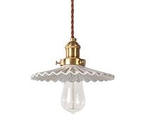 TRFAN Abat-Jour en céramique Blanche Mini Lustre plissé à tête Unique, luminaire Suspendu plafonnier E27 Droplights pour Cuisine Salon Chambre décor à la Maison Decoration