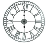 TRFAN Grande Horloge Murale géante à Chiffres Romains en métal à Face Ouverte dans/Jardin extérieur 60 cm (Gris)/Gris Decoration