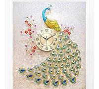 TRFAN Horloge Murale de Style Européen Paon Horloge Murale Moderne en Cristal Une Horloge Murale Silencieuse Horloge à Quartz pour Chambre à Coucher Art Décoratif pour la Maison Montres