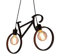 TRFAN Suspension de vélo en métal Noir 2 lumières E27 Lustre de Salon Lumineux personnalité Moderne Lampe Suspendue décorative d'intérieur Chambre d'enfant éclairage plafonnier Decoration
