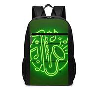 TRFashion Sac à Dos Neon Label Music Jazz Banner Fashion Student Outdoor Backpack 17in Teens Bookbags Travel Laptop College Business Daypack Schoolbag Book Bag for Men Women Black
