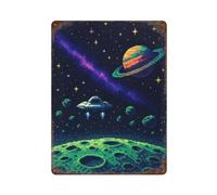 TRFJHDTRE Pixel Art Space AdventureWall Decor Art Metal Tin Poster Modern Bar Decorations40x30cm