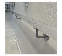 TRFVDVERD Kit de Rampe d'escalier en Acrylique Transparent sur Mesure - 1,6 à 20 Pieds, Rampe de sécurité antidérapante for Usage intérieur/extérieur(Silver Brackets,50cm(1.6ft))