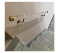 TRFVDVERD Rampe d'escalier réglable en Acrylique Transparent - Garde-Corps de sécurité Mural de 1,6 à 20 Pieds avec Supports argentés/dorés élégants(Gold Bracket,50cm(1.6ft))