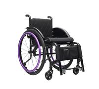 TRGCJGH Fauteuil Roulant Léger, Aluminium, de transfert, fauteuil auto-propolusion, de Transit, Frein manuel(Purple,14.9in Seat Width)