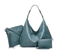 TRgqify-KM Sacs à Main Vintage for Femme, en Cuir synthétique, Sacs Hobo, Sac à bandoulière zippé(Blue)