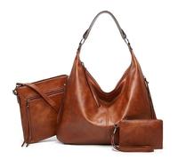 TRgqify-KM Sacs à Main Vintage for Femme, en Cuir synthétique, Sacs Hobo, Sac à bandoulière zippé(Brown)