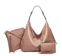 TRgqify-KM Sacs à Main Vintage for Femme, en Cuir synthétique, Sacs Hobo, Sac à bandoulière zippé(Pink)