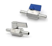 TRGYJGKF 7 8 9 10 12 13 14 15 16 mm Hose Barb 304 Stainless Steel Sanitary Mini Ball Valve Homebrew with Handle(11mm Barb)