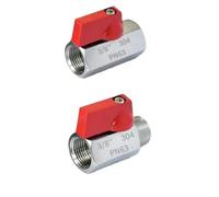 TRGYJGKF Red Handle 1/8 1/4 3/8 1/2 BSP Female Male 304 Stainless Steel Sanitary Mini Ball Valve Homebrew Food Grade(1l2 BSP F-M)