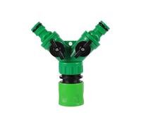 TRGYJGKF Répartiteur d'eau for Robinet de Jardin à 2 Voies 1/2" 3/4" et 2 Sorties en Y, raccords d'arrosage, contrôleur réglable, Interrupteur(Black)
