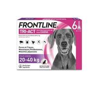 6 pipettes TriAct Chiens L 20 a 40 kg puces tiques moustiques phlébotomes et