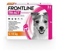 Tri-Act Chien - Anti Puces, Tiques, Moustiques, Phlébotomes & Mouches - Traitement Radical En 6h - Pour Petit Chien De 5 à 10 kg