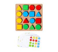 Tri Formes Colorées, Jouet classification 16 pièces, planche de puzzle de 6,5 x 6,1 pouces avec fentes assorties, bloc géométrique bois naturel, jouet éducatif avec bords lisses