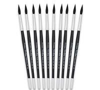 Tri Star Taille 18 Lot de 10 pinceaux Ronds série 410, Bois, Noir
