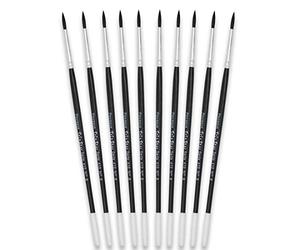 Tri Star Taille 8 Lot de 10 pinceaux Ronds série 410, Bois, Noir