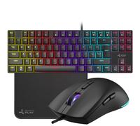 Triadyn Play METIS - Kit Gaming QWERTY US, Clavier Mécanique TAYGETE Blue Switch RGB Anti-Ghosting + Souris HELIKE 3600 DPI HUANO + Tapis de Souris, 12 Touches de Fonction, USB Filaire, Noir