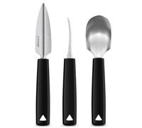 Triangle 90 885 03 02 Set de découpe pour citrouilles 3 pièces | Couteau cranté, couteau pointu et cuillère en acier inox - notice illustrée et modèles inclus