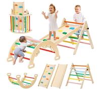 Triangle à Grimper Cadre à Grimper Pliant Montessori avec Arche de Toboggan Robuste Aire de Jeux Intérieur pour Enfants