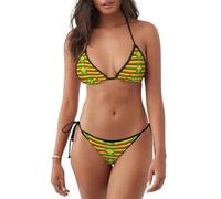 Triangle Bikini Drapeau Hawaïen Autochtone Maillot De Bain Femme 2 Pièces Réglable Bikini Set Coloré pour Femmes Piscine Vacances M