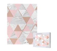 Triangle Blanc Rose,Puzzle Familial en Bois de 500 pièces pour Adultes et Adolescents