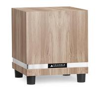 Triangle - Caisson de Basse THETIS 340 avec Amplificateur 250W - Bass Reflex - Haut-Parleur 25 cm - Entrées RCA/LFE/Haut Niveau - Télécommande - Musique et Home-Cinéma - 340x380x340 mm - Chêne Clair