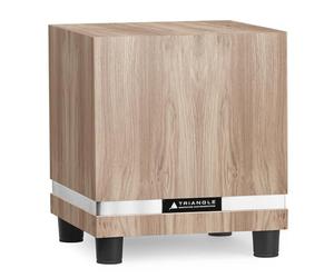 Triangle - Caisson de Basse THETIS 340 avec Amplificateur 250W - Bass Reflex - Haut-Parleur 25 cm - Entrées RCA/LFE/Haut Niveau - Télécommande - Musique et Home-Cinéma - 340x380x340 mm - Chêne Clair