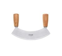triangle Couteau Mezzaluna 23 cm - Solingen Acier Inoxydable | Lame unique incurvée eisgehärtet, manches en bois naturel - idéal herbes, pizza, hachage