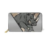 Triangle De Capot en Colère De Rhinocéros Portefeuille Zipper Long Bourse en Cuir Véritable avec Titulaire de la Carte de Crédit pour Téléphone Femmes Fille Hommes