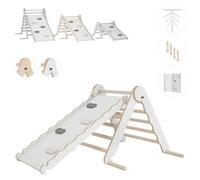 Triangle de pikler et rampe bois jouet de motricité intérieur enfant blanc