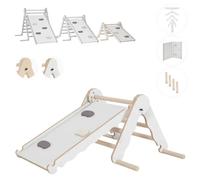 Triangle de pikler et rampe bois jouet de motricité intérieur enfant mini blanc