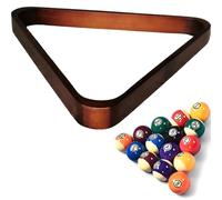 Triangle de Rack de Piscine, Triangle Piscine, Support en Bois Natrual à 9 balles, Accessoires Billard pour balles Standard 2-1/4 Pouces, Claret