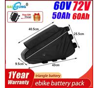 Triangle de vélo électrique 48V 60AH, batterie 52V Cham-Ride 72V 60V 50ah 40ah 30AH 100A BMS, énorme capacité 3000W Super puissant 18650 Samsung 36v16ah
